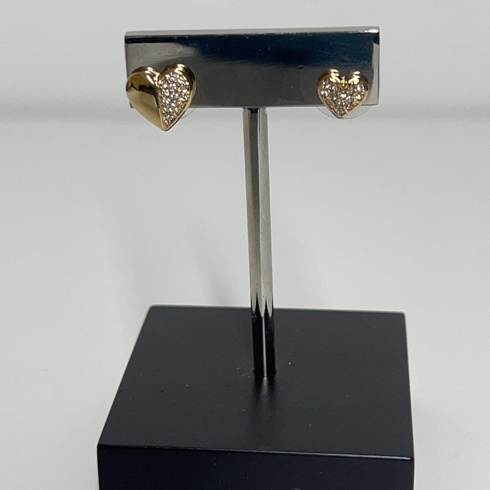 Anne Klein Timeless Elegant Gold Crystal Heart Stud Earrings Pave Duo Set Gift - Picture 3 of 8